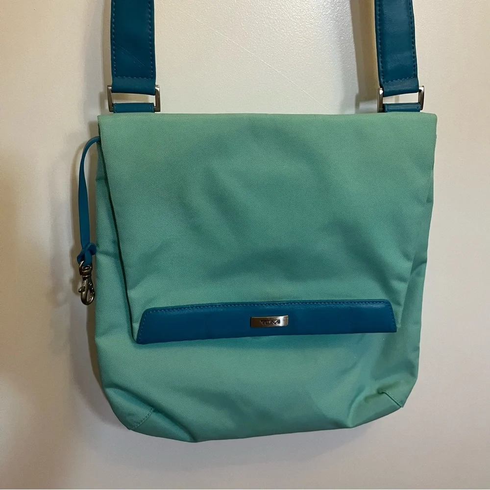 Tumi Nylon Travel Crossbody Bag Teal Blue - Picture 2 of 16